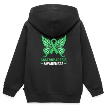 Gastroparésie - Sweat Premium à capuche zippé enfant bio - noir - Dos - AI Model Kid Male (0cm)
