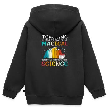 Vorschule Lesen Grundschule Grundschullehrer - Kinder Premium Organic Zip Hoodie - Schwarz - Hinten - AI Model Kid Male (0cm)