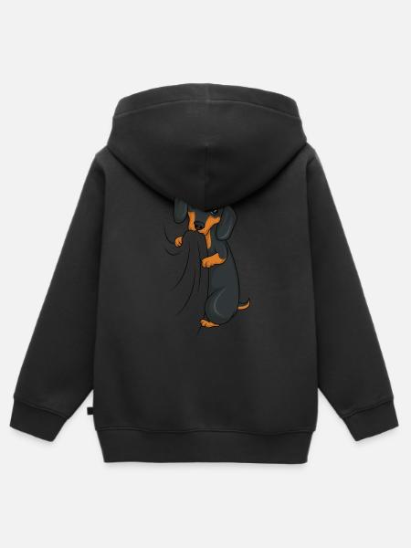 Dackel - Kinder Premium Organic Zip Hoodie - Schwarz