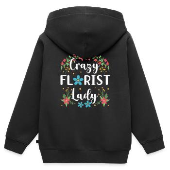 Fleurs Fleuriste fleuriste fleuriste fleuriste fleur - Sweat Premium à capuche zippé enfant bio - noir - Dos - AI Model Kid Male (0cm)