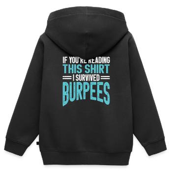 Burpees Gym exercice exercice haltérophile exercice - Sweat Premium à capuche zippé enfant bio - noir - Dos - AI Model Kid Male (0cm)
