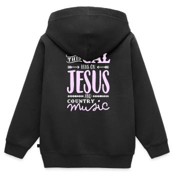 Country Music Girl - Kinder Premium Organic Zip Hoodie - Schwarz - Hinten - AI Model Kid Male (0cm)