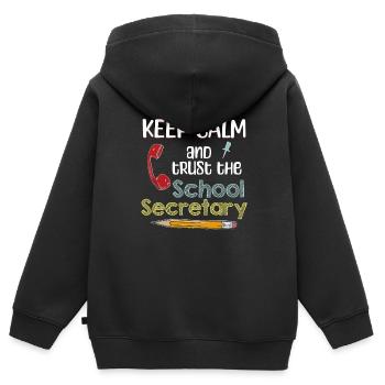 Cadeau de reconnaissance du secrétariat de l’école - Sweat Premium à capuche zippé enfant bio - noir - Dos - AI Model Kid Male (0cm)
