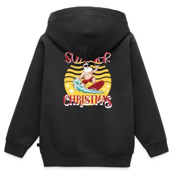 Été Noël Surf Père Noël - Sweat Premium à capuche zippé enfant bio - noir - Dos - AI Model Kid Male (0cm)