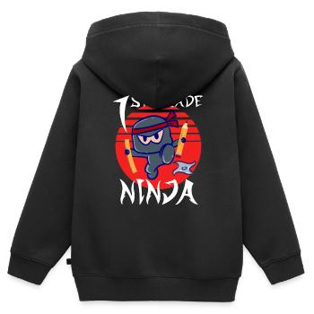 1st Grade Ninja School Beginner First Grader - Kinder Premium Organic Zip Hoodie - Schwarz - Hinten - AI Model Kid Male (0cm)