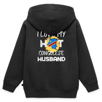 Funny Congolese Husband Congo Proud Wife - Kinder Premium Organic Zip Hoodie - Schwarz - Hinten - AI Model Kid Male (0cm)
