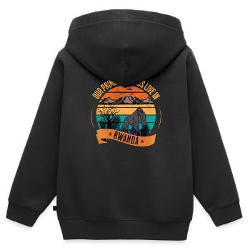 Rwanda Gorille Nos amis Primates - Sweat Premium à capuche zippé enfant bio - noir - Dos - AI Model Kid Male (0cm)