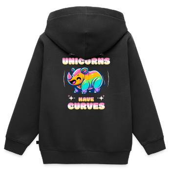 Real Unicorns Have Curves Rhino Unicorn - Kids Premium Organic Zip-up Hoodie - black - Back - AI Model Kid Male (0cm)