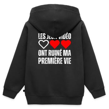Les Jeux Vidéos Ont Ruiné Ma Vie Gamer Geek Gaming - Sweat Premium à capuche zippé enfant bio - noir - Dos - AI Model Kid Male (0cm)