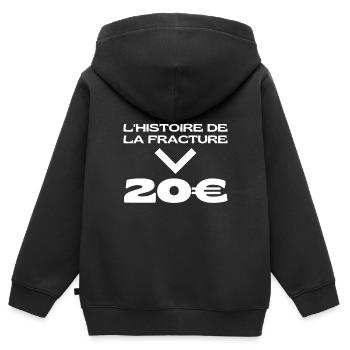 Pied Cassé Bras Cassés Jambe Cassée Rétablissement - Sweat Premium à capuche zippé enfant bio - noir - Dos - AI Model Kid Male (0cm)