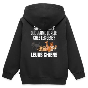 Cadeau Amateur De Chien Humour Amoureux des Chiens - Sweat Premium à capuche zippé enfant bio - noir - Dos - AI Model Kid Male (0cm)