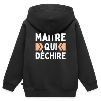 Maître Qui Déchire Remerciements Professeur Homme - Sweat Premium à capuche zippé enfant bio - noir - Dos - AI Model Kid Male (0cm)