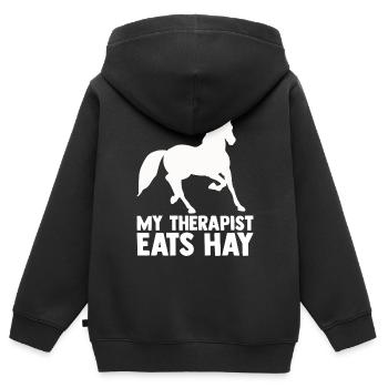 Pferdeliebhaber Reiten Reiten - Kinder Premium Organic Zip Hoodie - Schwarz - Hinten - AI Model Kid Male (0cm)