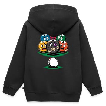Cartoon Humour Joueur De Billard - Sweat Premium à capuche zippé enfant bio - noir - Dos - AI Model Kid Male (0cm)