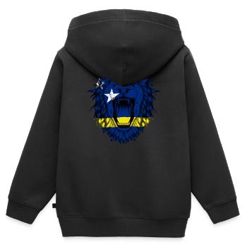 Curaçao - Kinder Premium Organic Zip Hoodie - Schwarz - Hinten - AI Model Kid Male (0cm)