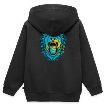 Kazakhstan - Sweat Premium à capuche zippé enfant bio - noir - Dos - AI Model Kid Male (0cm)