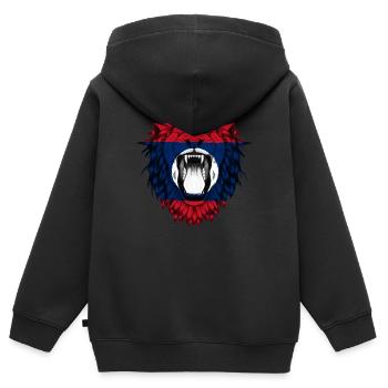 Laos - Sweat Premium à capuche zippé enfant bio - noir - Dos - AI Model Kid Male (0cm)