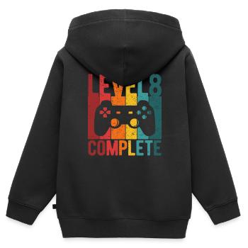 8th Birthday Level 8 Complete Birthday Gift - Kids Premium Organic Zip-up Hoodie - black - Back - AI Model Kid Male (0cm)