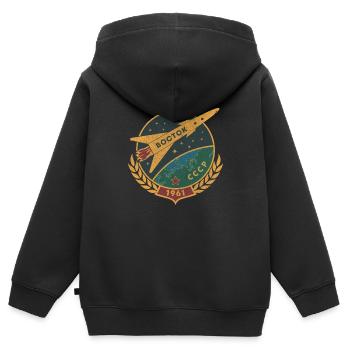 Vostok Gagarine Spoutnik Espace Russie Astronaute - Sweat Premium à capuche zippé enfant bio - noir - Dos - AI Model Kid Male (0cm)