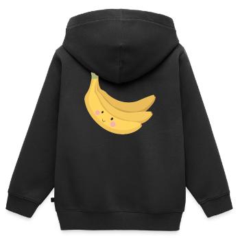 Banane - Kinder Premium Organic Zip Hoodie - Schwarz - Hinten - AI Model Kid Male (0cm)