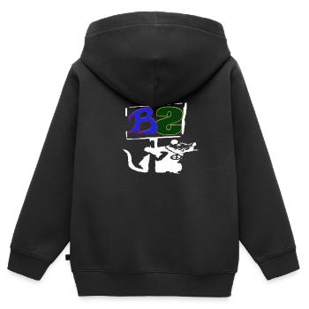 Banksy Style Logo weiß - Kinder Premium Organic Zip Hoodie - Schwarz - Hinten - AI Model Kid Male (0cm)