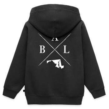 Baltimore - Sweat Premium à capuche zippé enfant bio - noir - Dos - AI Model Kid Male (0cm)