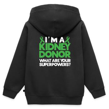 Kidney donor - Kids Premium Organic Zip-up Hoodie - black - Back - AI Model Kid Male (0cm)