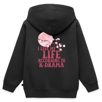 K-Drame - Sweat Premium à capuche zippé enfant bio - noir - Dos - AI Model Kid Male (0cm)