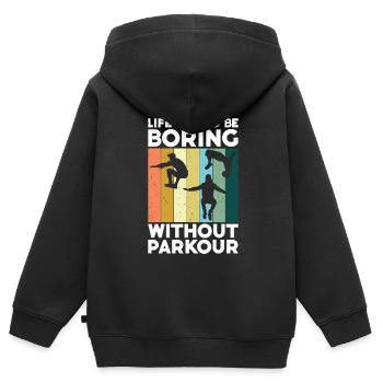 Parkour - Kinder Premium Organic Zip Hoodie - Schwarz - Hinten - AI Model Kid Male (0cm)