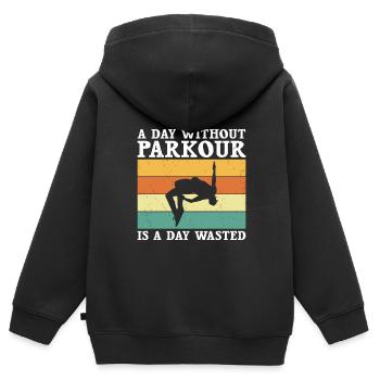 Parkour - Kinder Premium Organic Zip Hoodie - Schwarz - Hinten - AI Model Kid Male (0cm)