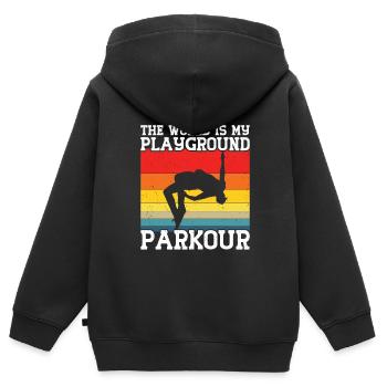 Parkour - Kinder Premium Organic Zip Hoodie - Schwarz - Hinten - AI Model Kid Male (0cm)
