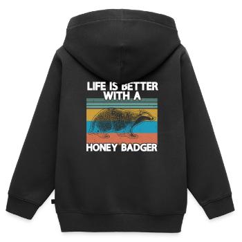 Ratel - Sweat Premium à capuche zippé enfant bio - noir - Dos - AI Model Kid Male (0cm)