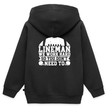 Lineman Joueur de football Offensive Défense - Sweat Premium à capuche zippé enfant bio - noir - Dos - AI Model Kid Male (0cm)