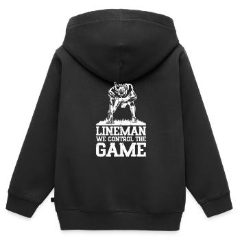 Lineman Joueur de football Offensive Défense - Sweat Premium à capuche zippé enfant bio - noir - Dos - AI Model Kid Male (0cm)