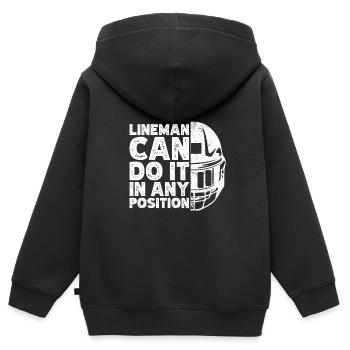 Lineman Joueur de football Offensive Défense - Sweat Premium à capuche zippé enfant bio - noir - Dos - AI Model Kid Male (0cm)