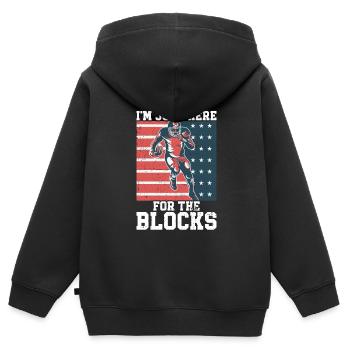 Lineman Joueur de football Offensive Défense - Sweat Premium à capuche zippé enfant bio - noir - Dos - AI Model Kid Male (0cm)