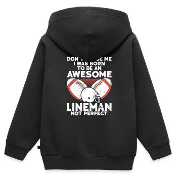Lineman Joueur de football Offensive Défense - Sweat Premium à capuche zippé enfant bio - noir - Dos - AI Model Kid Male (0cm)