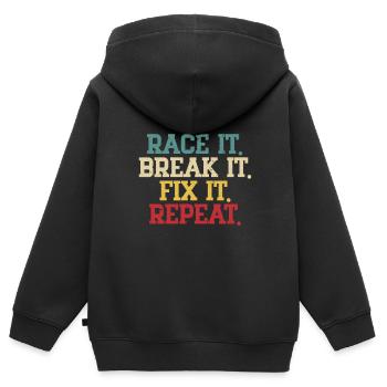 Faire du karting - Sweat Premium à capuche zippé enfant bio - noir - Dos - AI Model Kid Male (0cm)