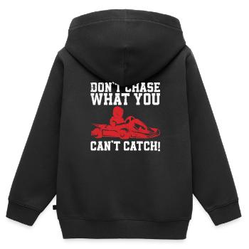 Faire du karting - Sweat Premium à capuche zippé enfant bio - noir - Dos - AI Model Kid Male (0cm)