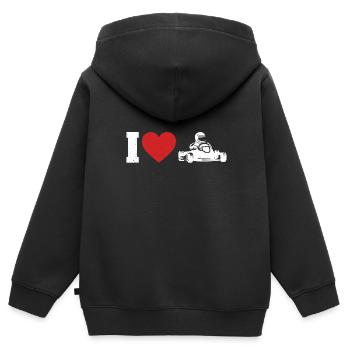 Faire du karting - Sweat Premium à capuche zippé enfant bio - noir - Dos - AI Model Kid Male (0cm)