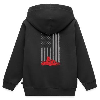 Geh Kart - Kinder Premium Organic Zip Hoodie - Schwarz - Hinten - AI Model Kid Male (0cm)