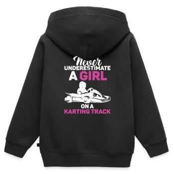 Faire du karting - Sweat Premium à capuche zippé enfant bio - noir - Dos - AI Model Kid Male (0cm)