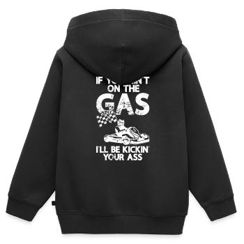 Faire du karting - Sweat Premium à capuche zippé enfant bio - noir - Dos - AI Model Kid Male (0cm)