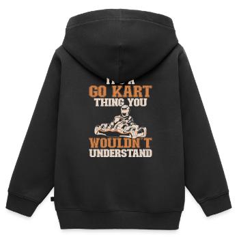 Faire du karting - Sweat Premium à capuche zippé enfant bio - noir - Dos - AI Model Kid Male (0cm)