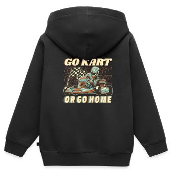 Faire du karting - Sweat Premium à capuche zippé enfant bio - noir - Dos - AI Model Kid Male (0cm)