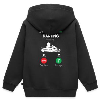 Faire du karting - Sweat Premium à capuche zippé enfant bio - noir - Dos - AI Model Kid Male (0cm)