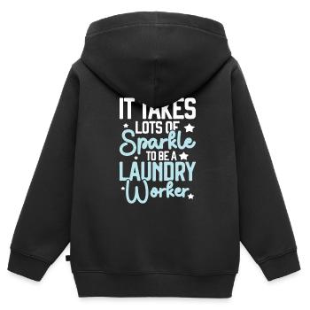 Wascharbeiter - Kinder Premium Organic Zip Hoodie - Schwarz - Hinten - AI Model Kid Male (0cm)