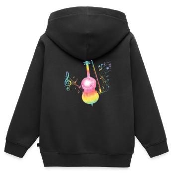 Violoncelle -Instrument de musique - Sweat Premium à capuche zippé enfant bio - noir - Dos - AI Model Kid Male (0cm)