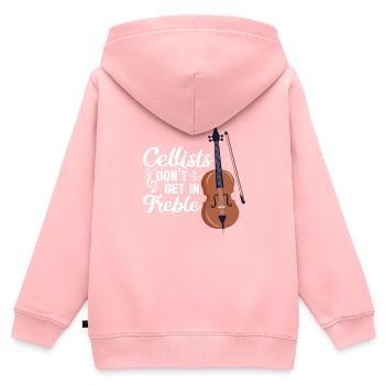 Violoncelle -Instrument de musique - Sweat Premium à capuche zippé enfant bio - rose - Dos - AI Model Kid Female (0cm)