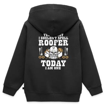 Dachdecker -Dachhäuser Reparaturen - Kinder Premium Organic Zip Hoodie - Schwarz - Hinten - AI Model Kid Male (0cm)